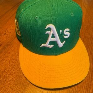 MLB New Era Oakland Athletics A’s World Series 1973 Patch Fitted Cap 7 1/4